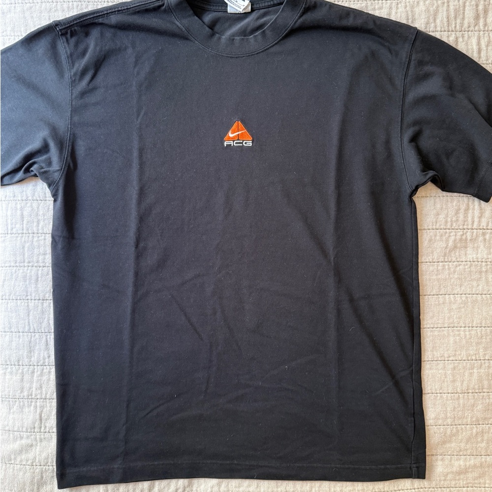 Nike ACG Black Short-Sleeve Tee with Small Orange ACG Patch